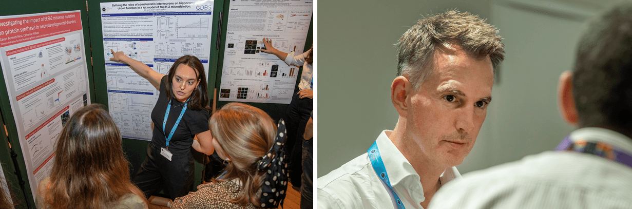 PhD student presenting her poster in the left picture and Director of The Patrick Wild Centre (Andy Stanfield) on the right. 